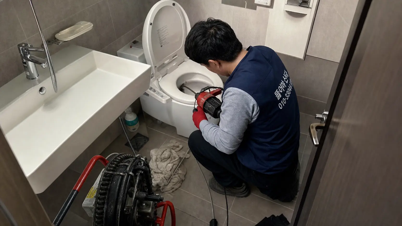 변기 막힘 현장 시공 사진 1
